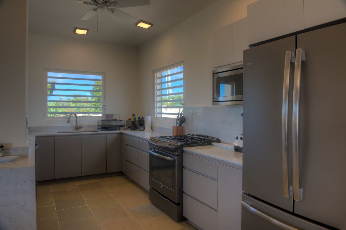 A well-equipped galley style kitchen