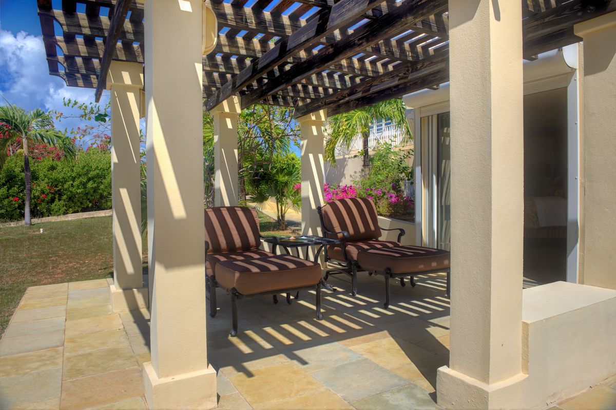 Shaded patio outside the bedroom suite