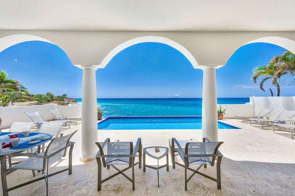 Etoile De Mer Villa has amazing views of the Caribbean from the covered patio