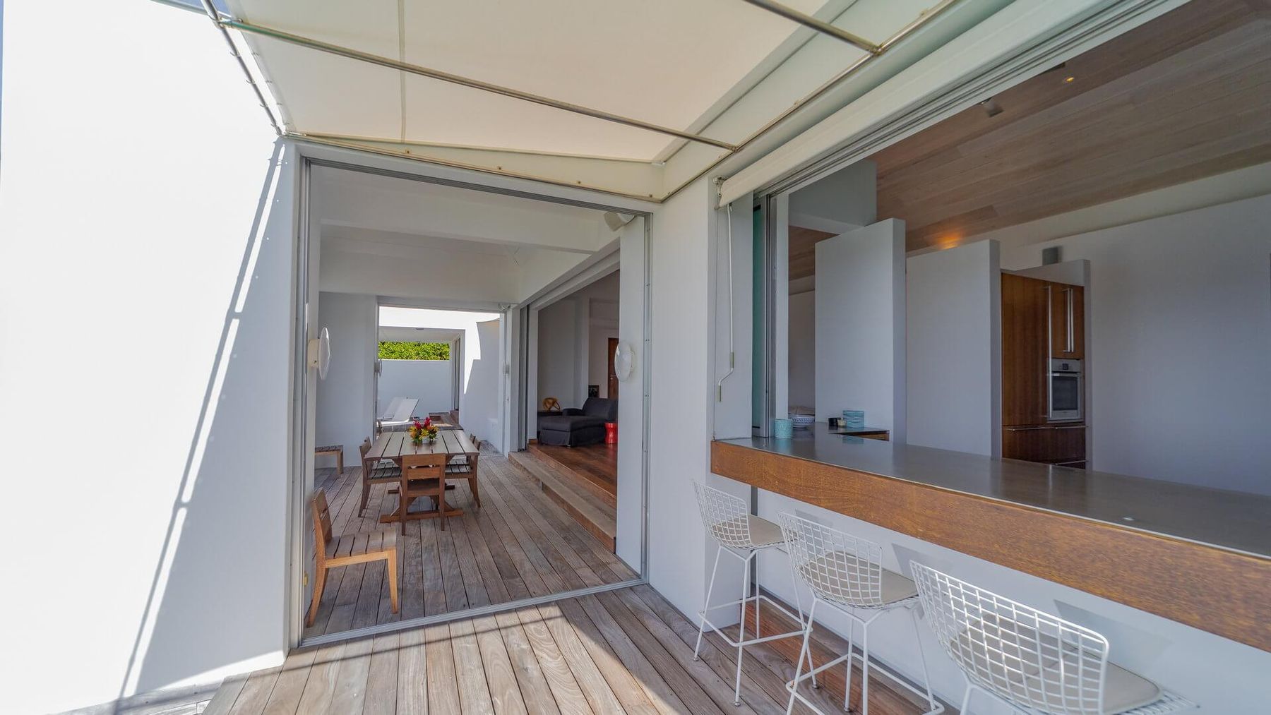 Kitchen opening up to the outdoors 