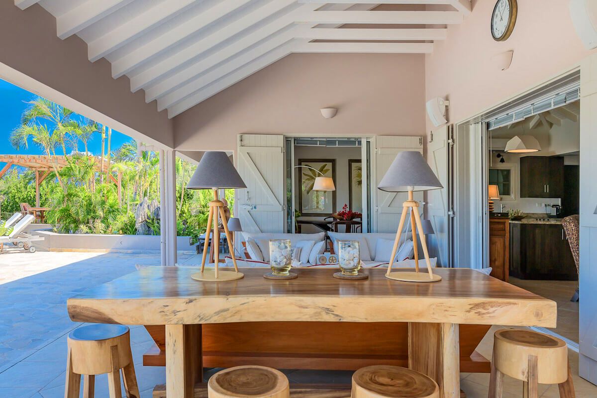 Out door dining table will seat six comfortably