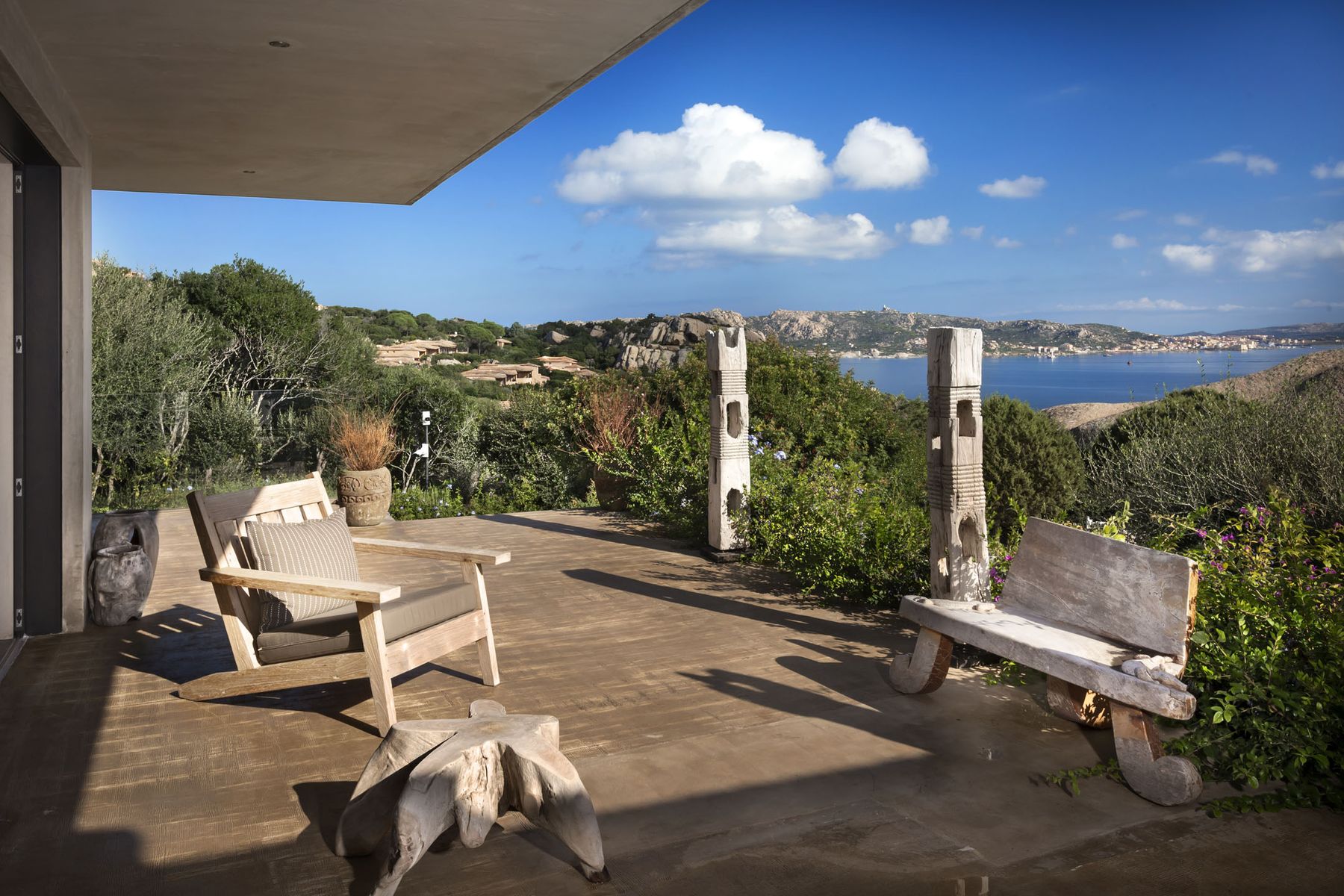 The expansive terrace has plenty of spots for quiet contemplation and lounging, all with spectacular sea views.