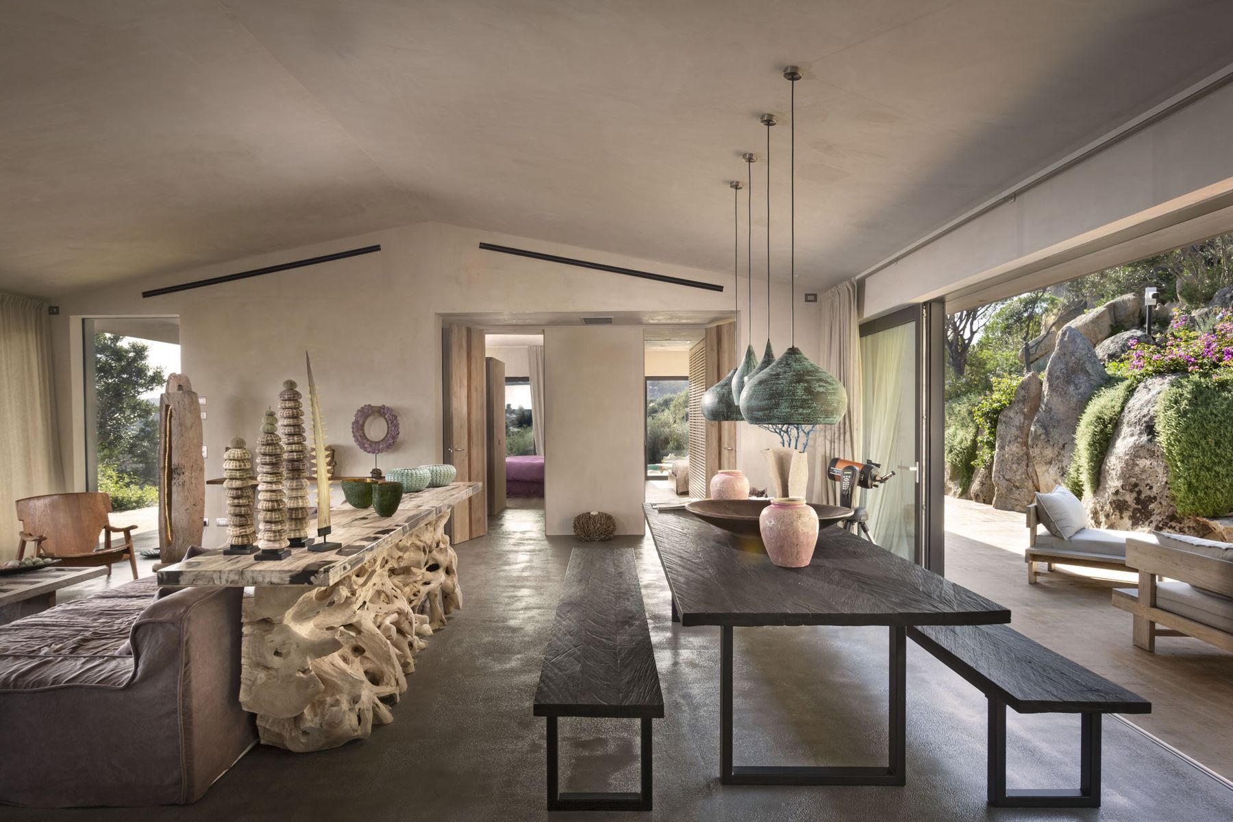 Bright and airy contemporary open-plan living with modern lounge, and spacious dining area.