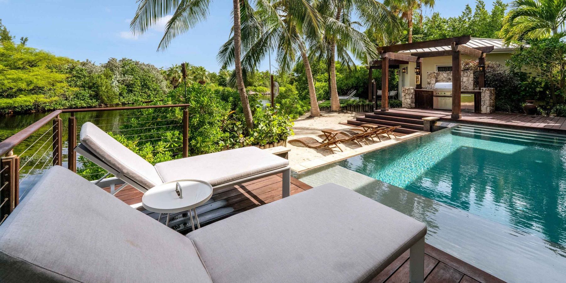 Loungers adjacent to the private pool 