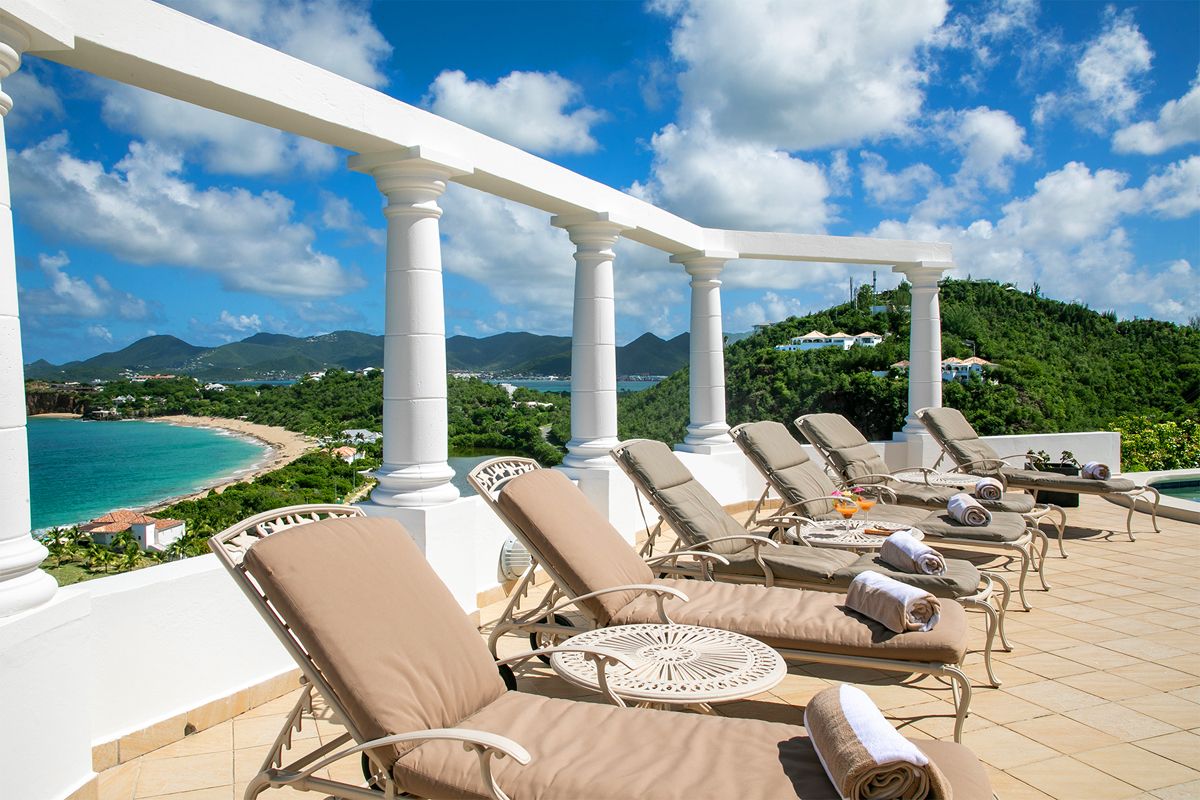 Pool area and sun loungers
