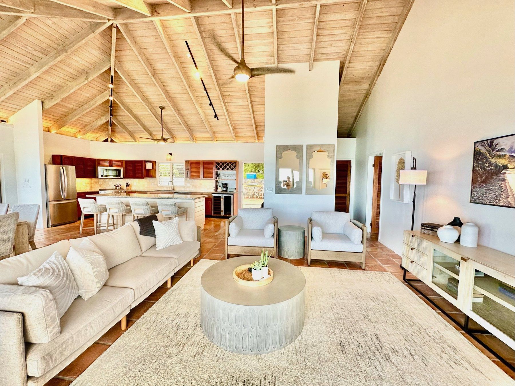 Living area with views to the kitchen
