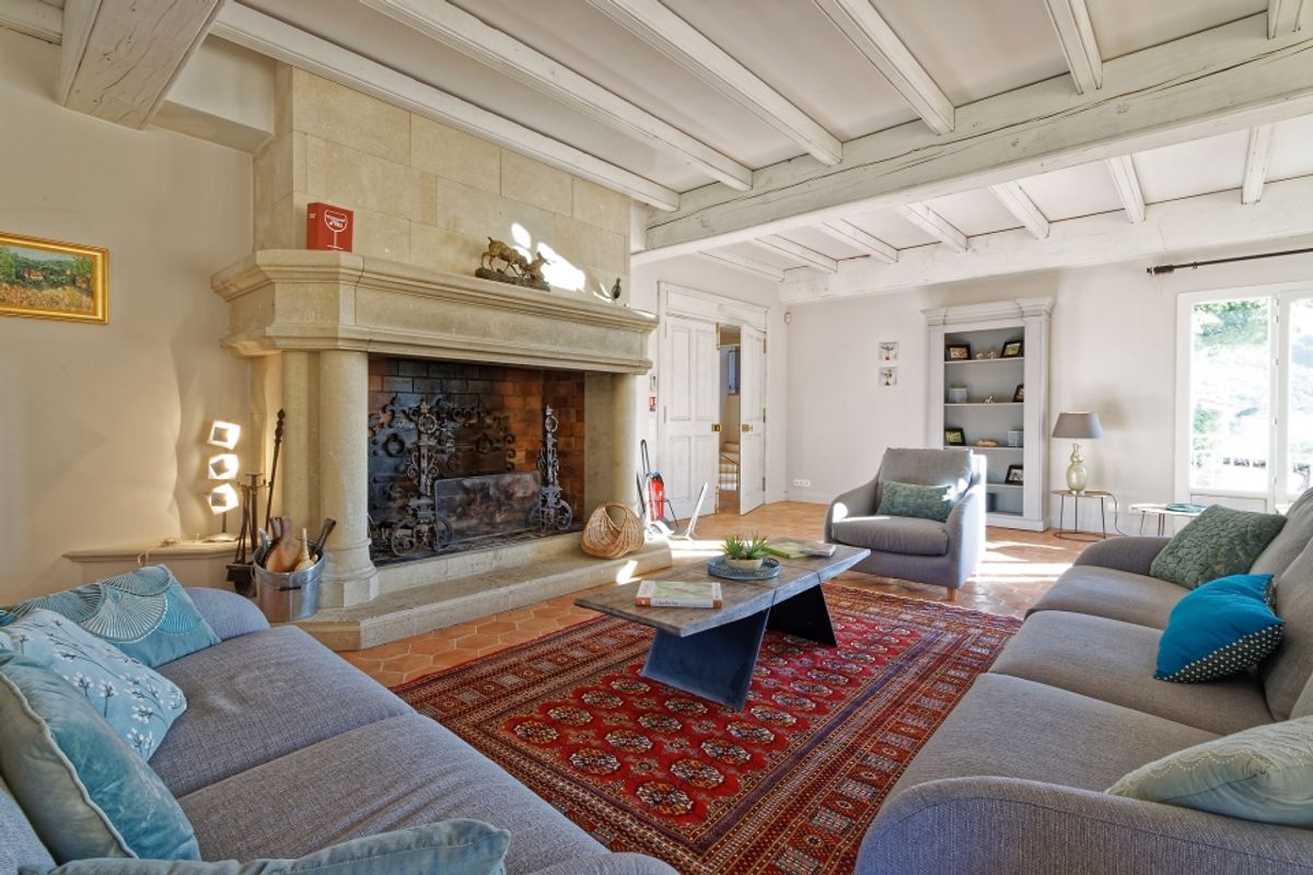 Grand fireplace in great room