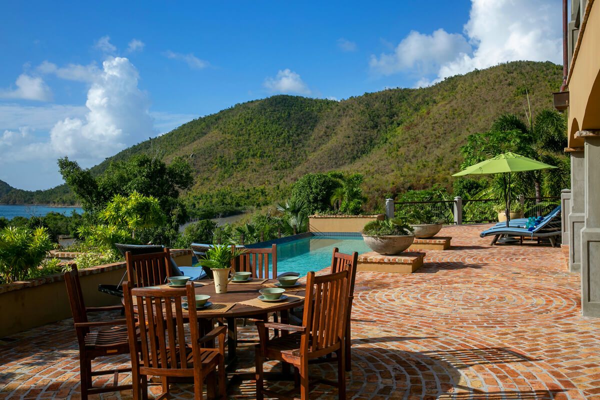 Poolside patio dining