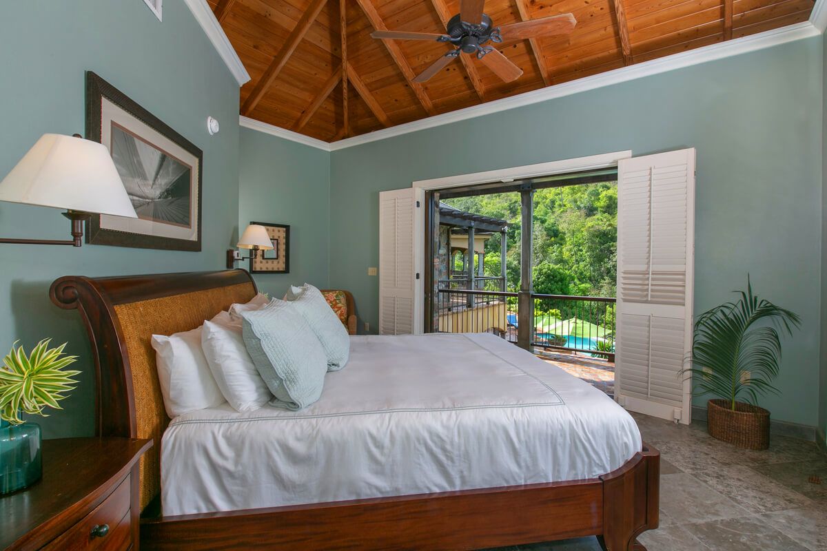Upper level king bedroom in the further bungalow