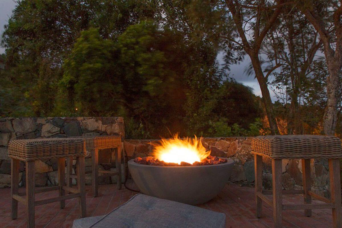 The firepit on the patio