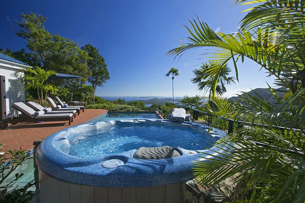 The hot tub and pool area