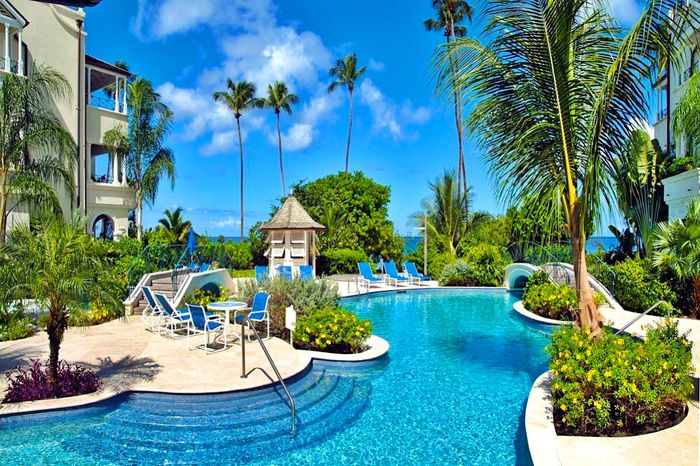 The resort pool at Schooner Bay 