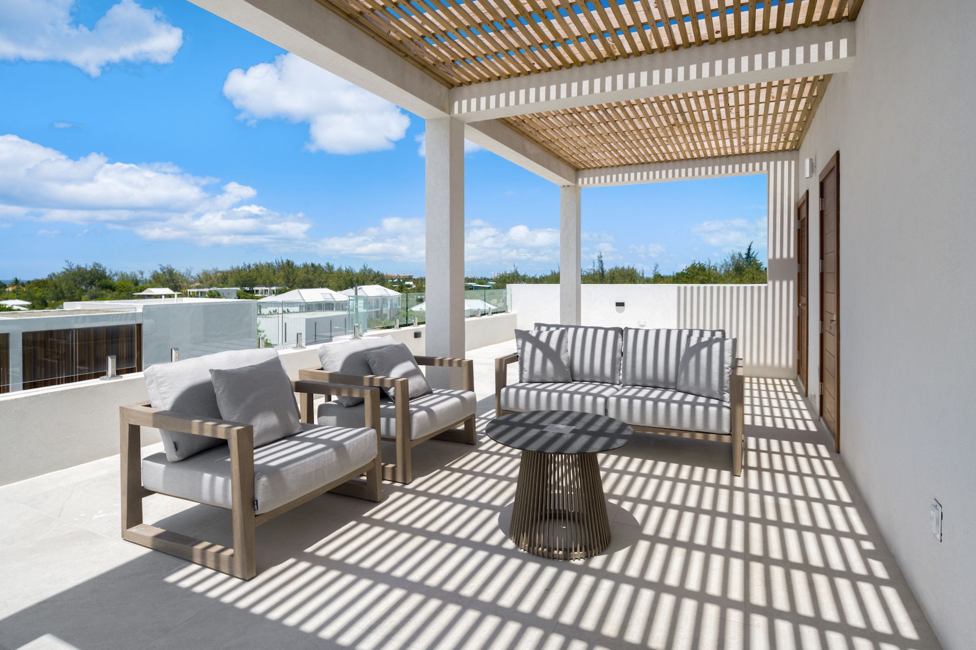 Roof top terrace with comfortable furnishings