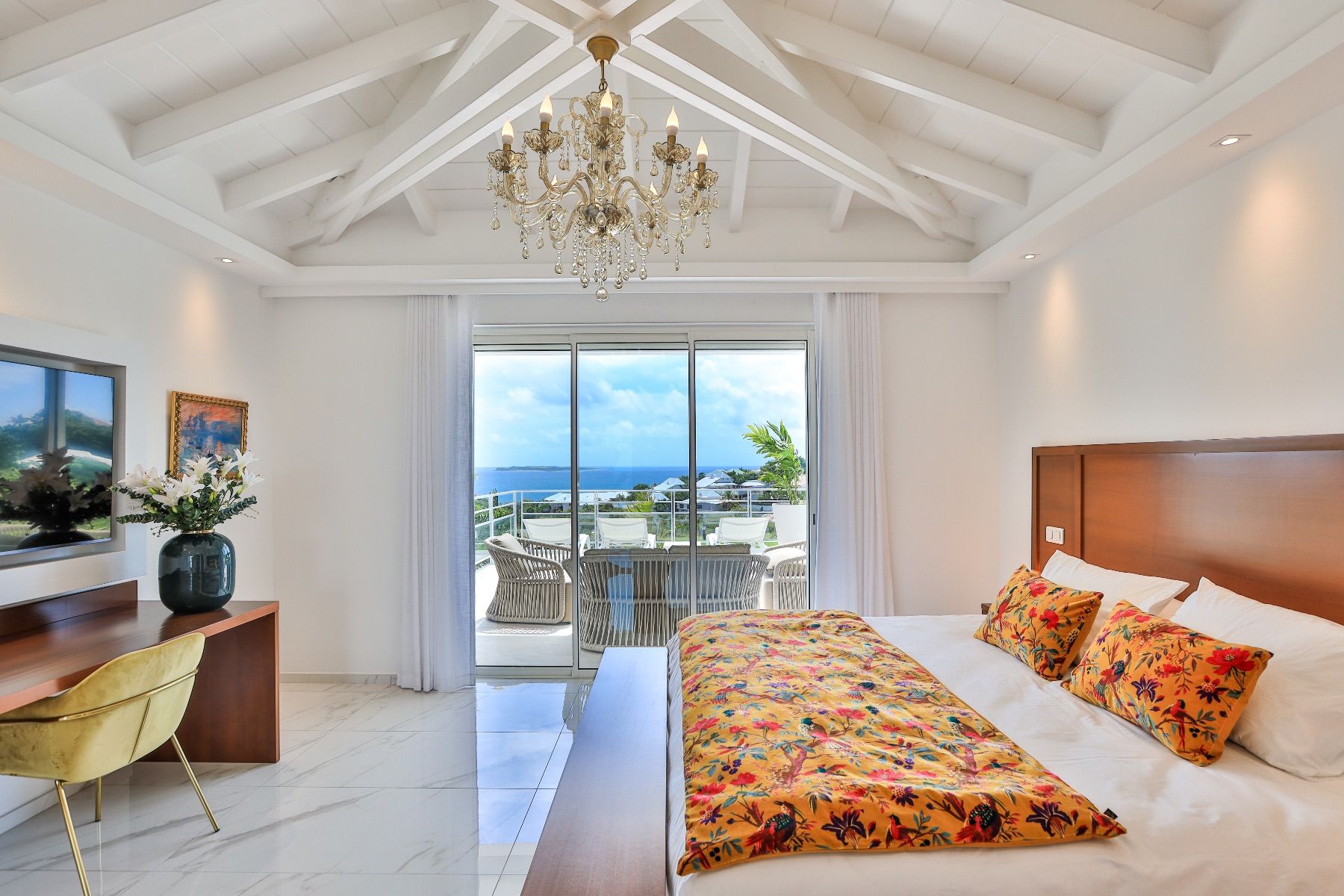 King bedroom with sea views