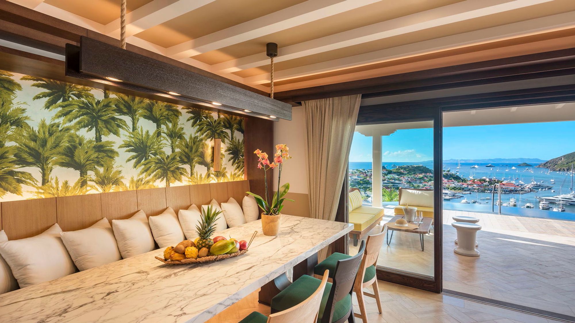 Dining table with sea views