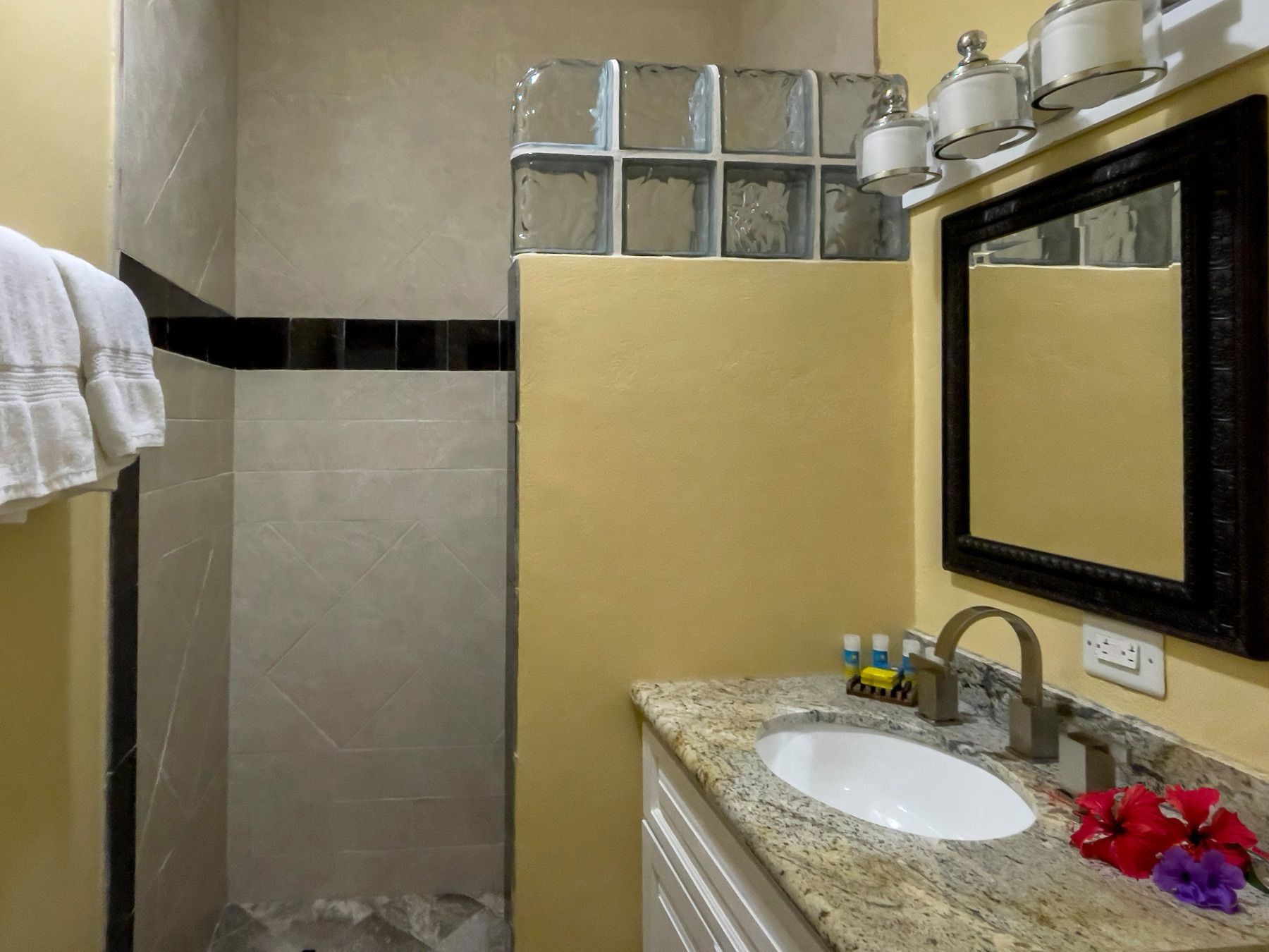 Shared bathroom in lower level apartment