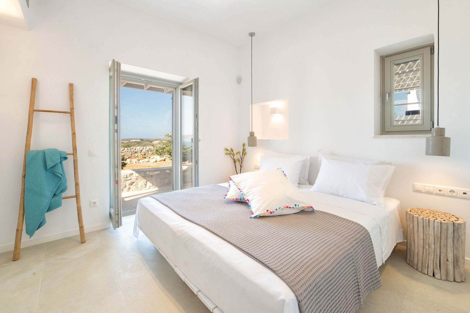 Double en-suite bedroom, with anti-allergic bedding, and balcony with sea views.
