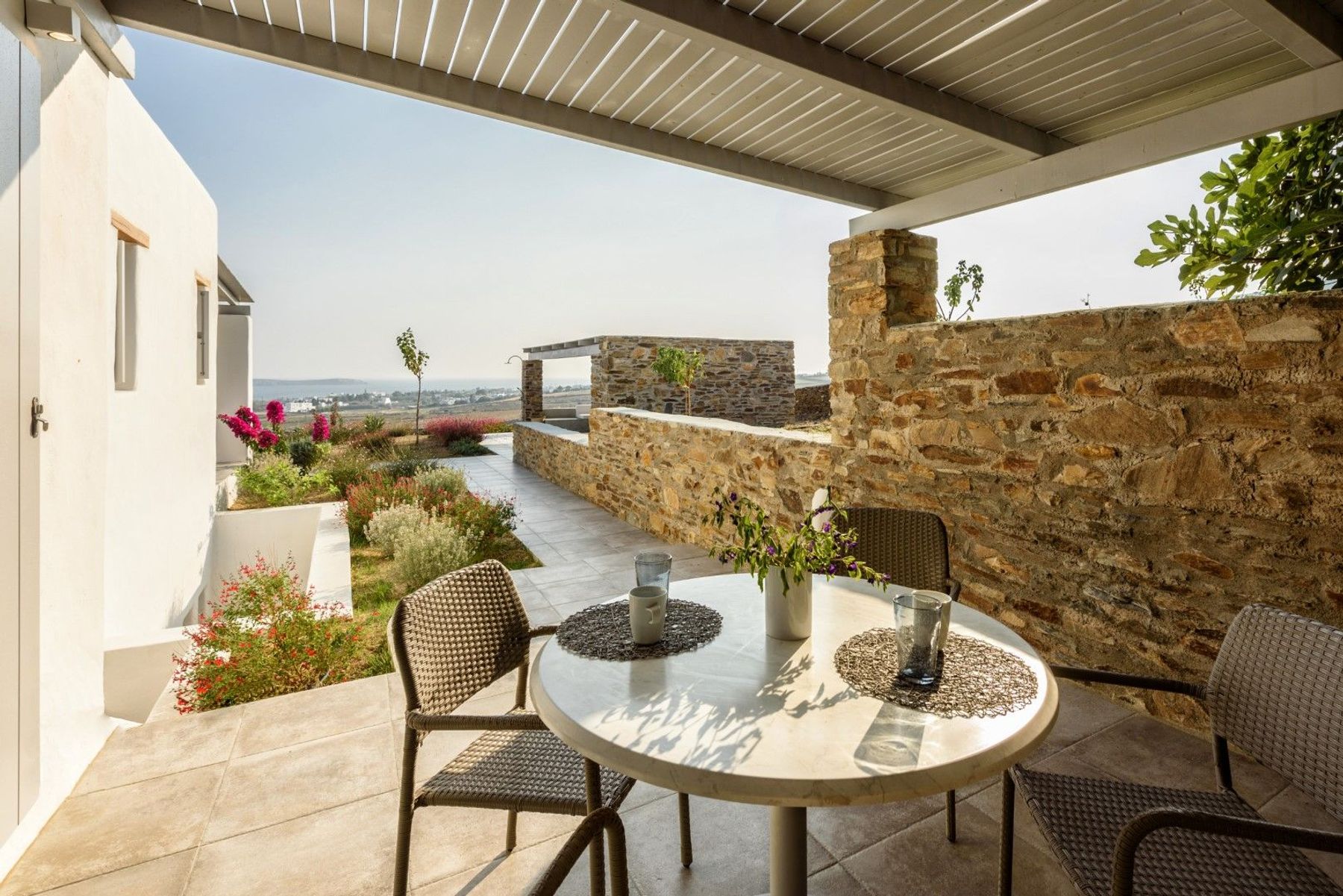 Private patio with sea views.