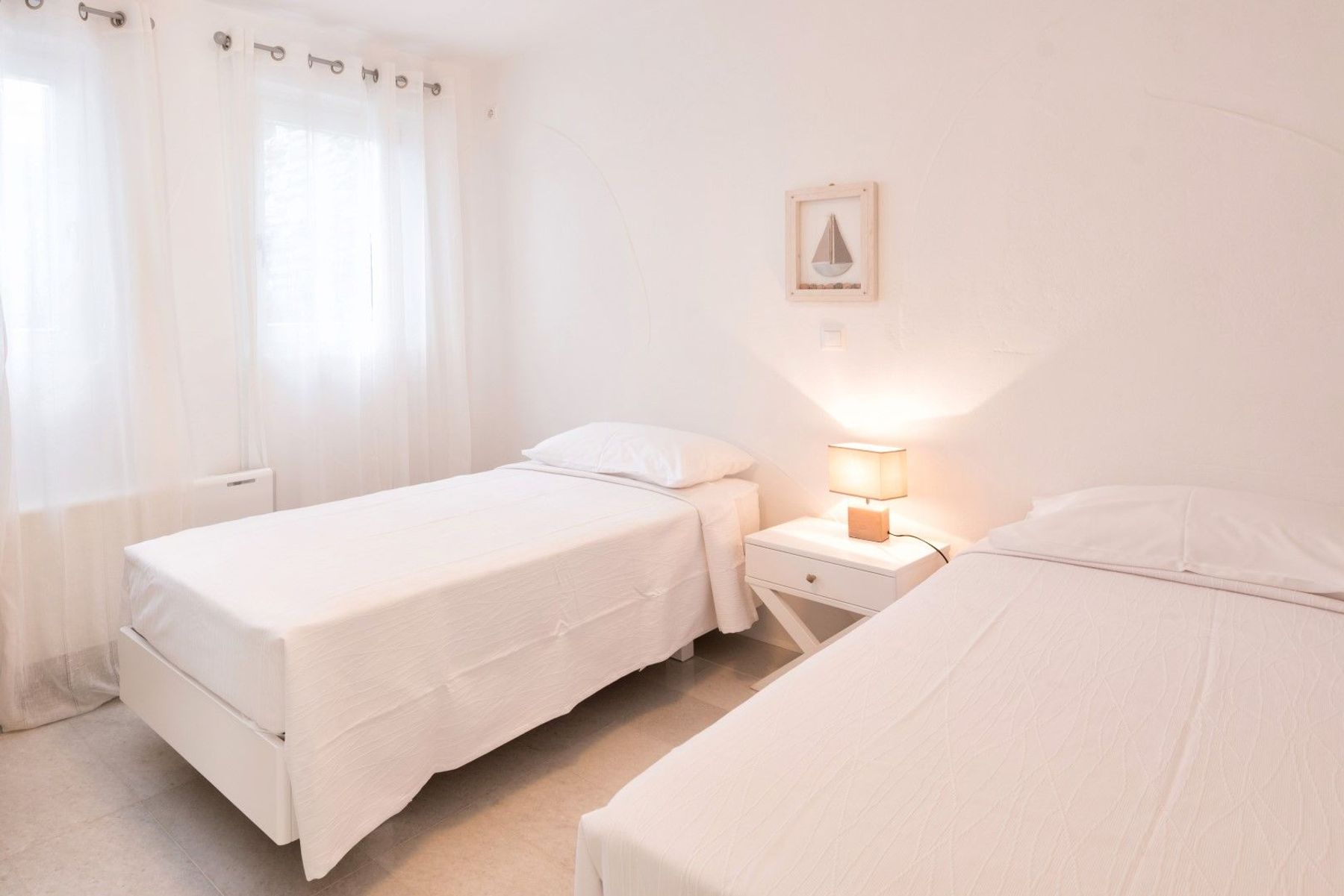 Twin bedroom, beds can be connected to make a double bed.