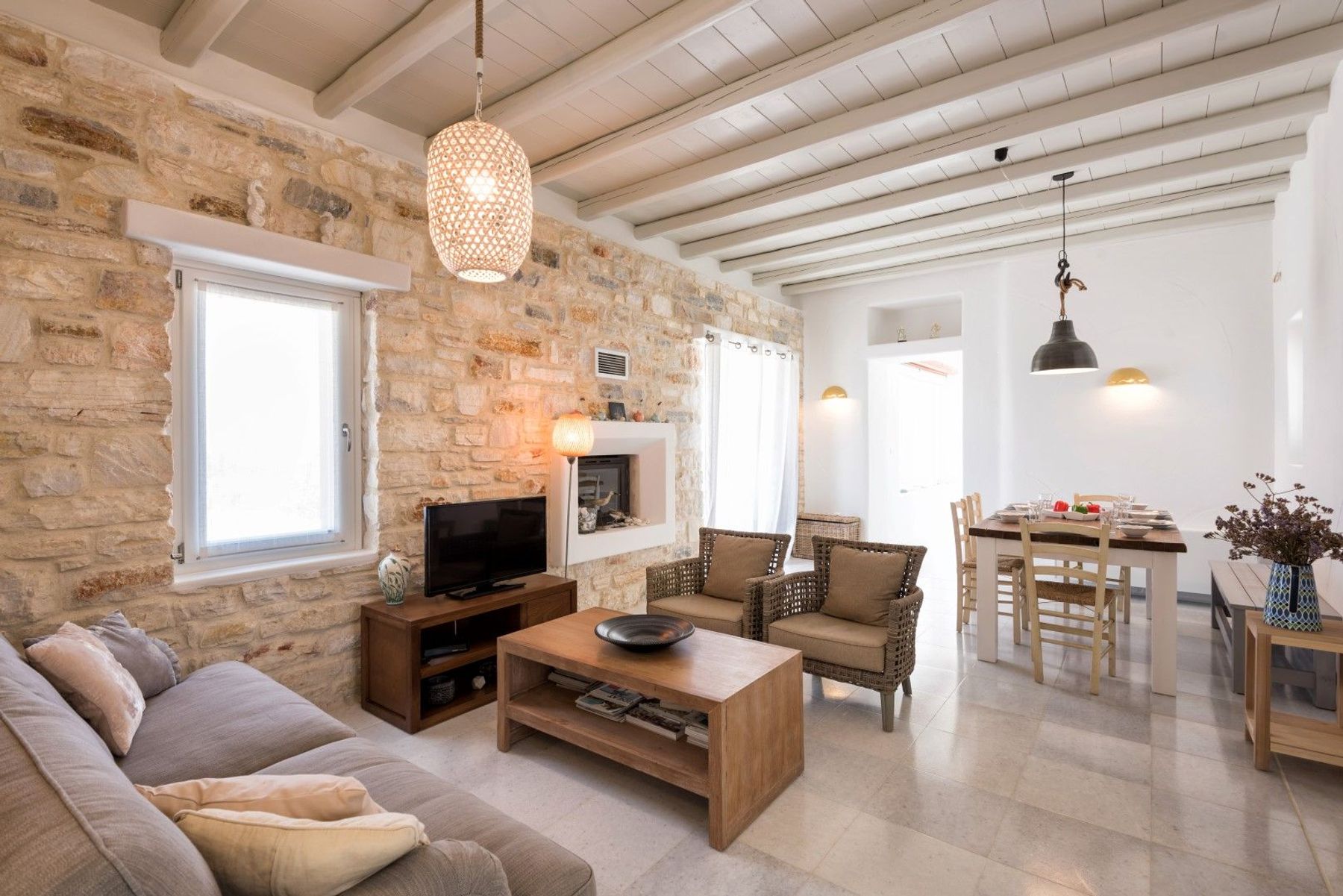 Open-plan living with living room and dining area.