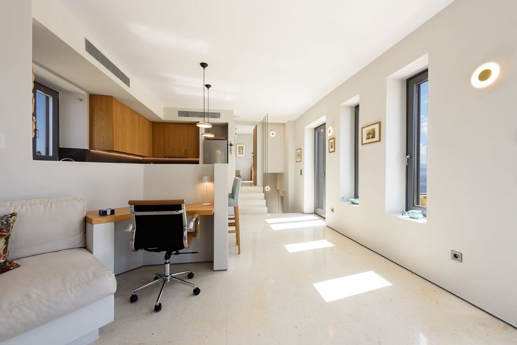 Home office space located in the living room area.