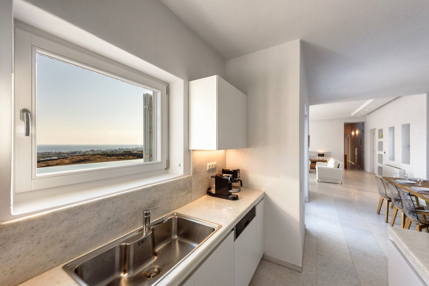 Admire the sea views from the modern kitchen.