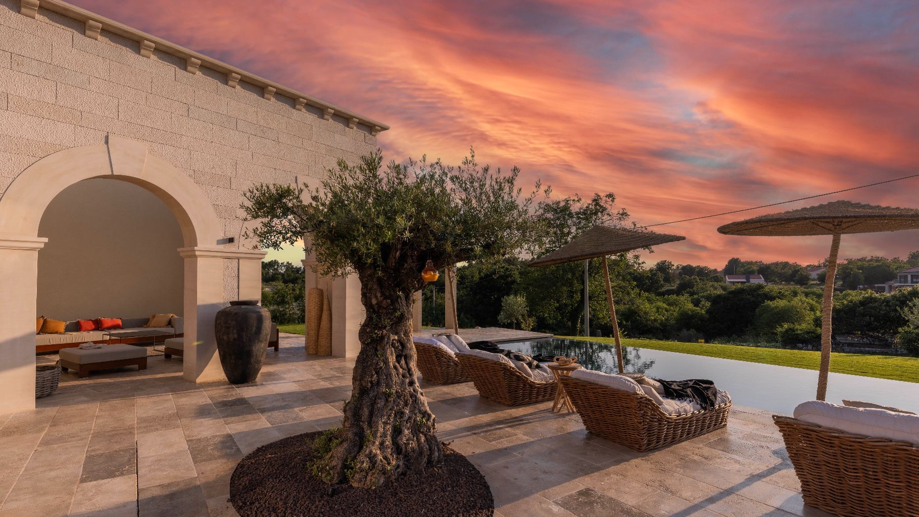 Savor sensational sunset views from the relaxing terrace and private outdoor spaces. 