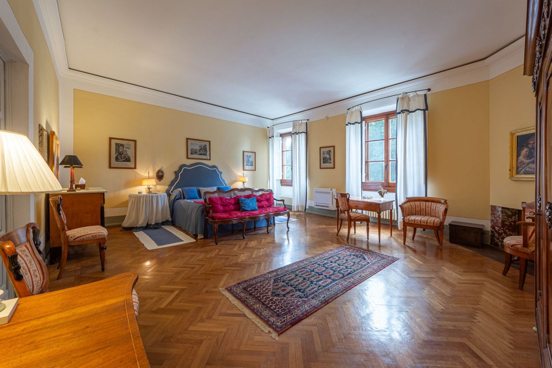 Spacious King bedroom with ensuite shower room, and a plethora of original features such as parquet flooring.