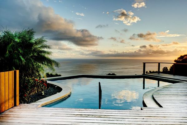 Beautiful views of the Caribbean from the pool deck at Grand Large Villa