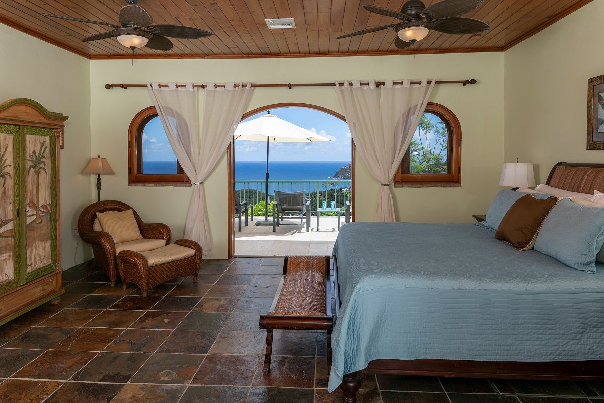 Lower level bedroom with patio access