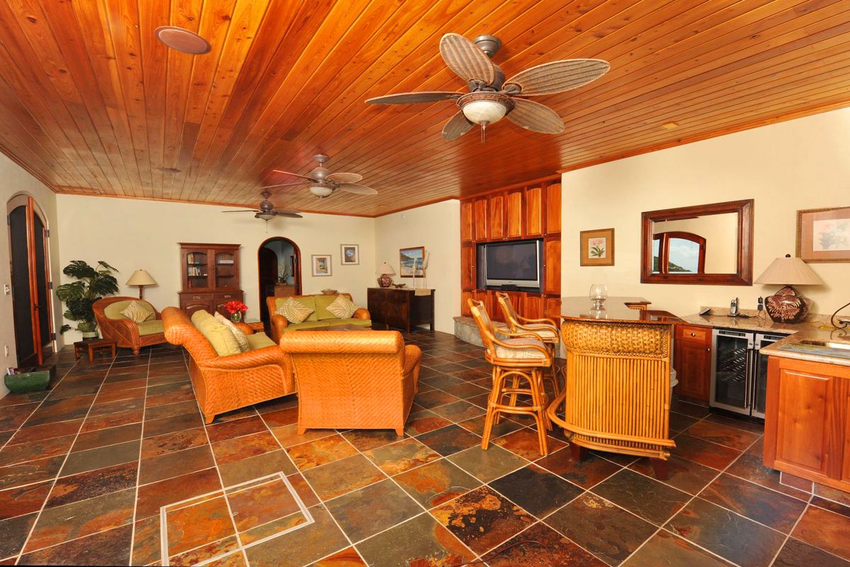 Living area and wet bar area