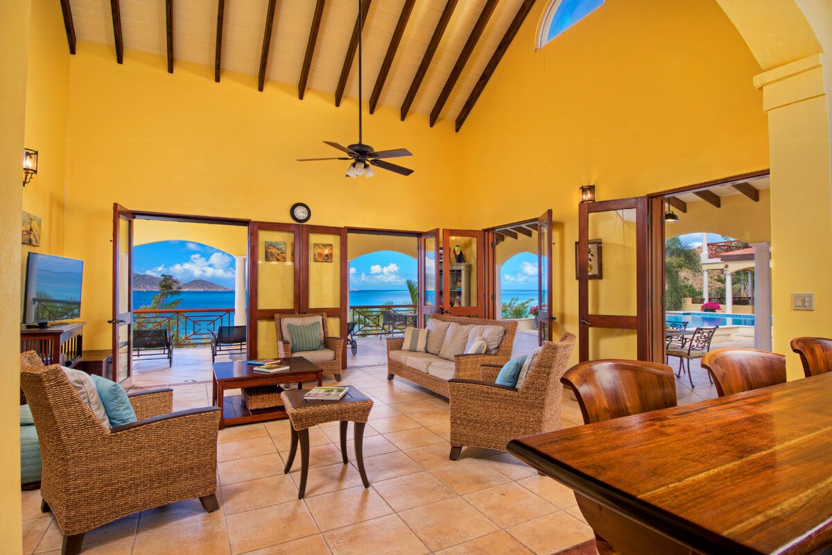 Cathedral ceilings in the open living area
