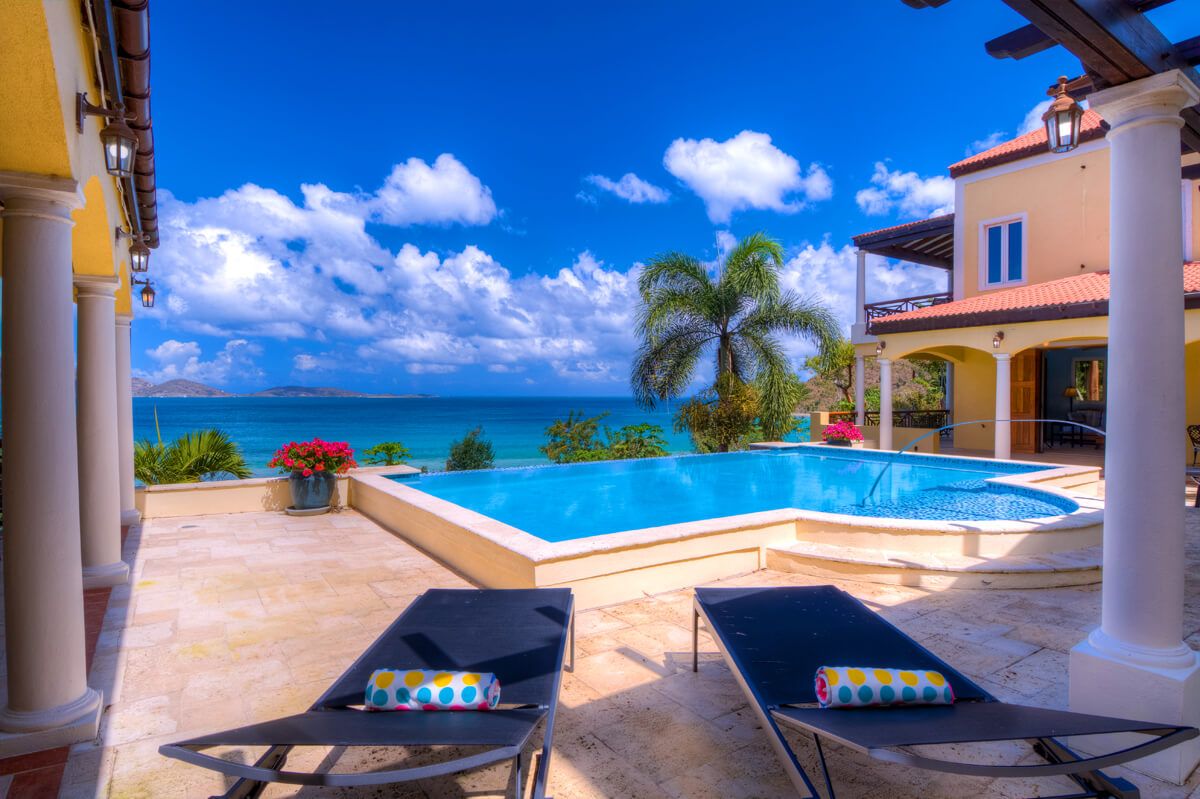 Loungers and pool area