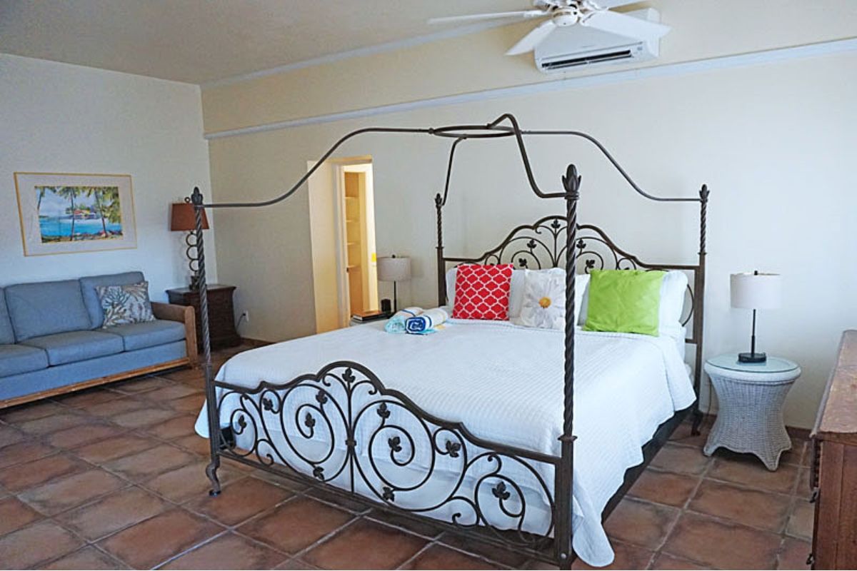 Lower level bedroom has a pullout sofa
