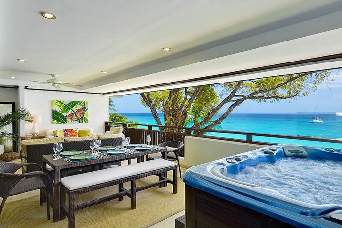 The balcony at Coral Cove # 8 has a hot tub!