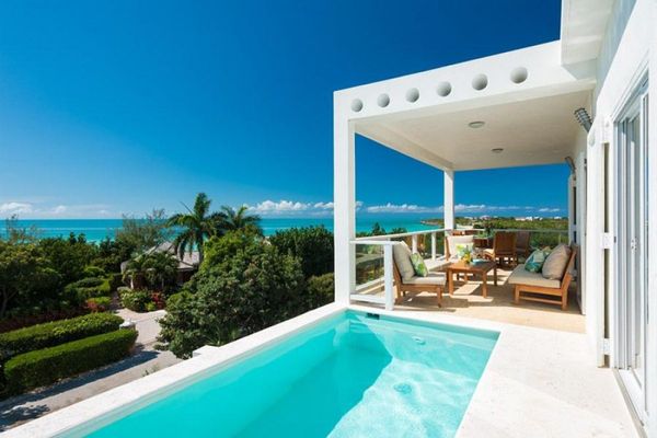Blanca Villa sits on a small hill above the beach