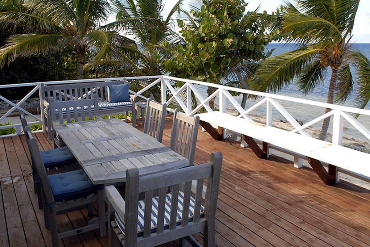 Patio seating overlooking the beach