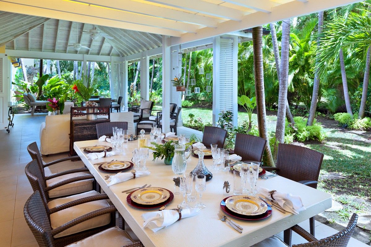 Outdoor dining table seats eight