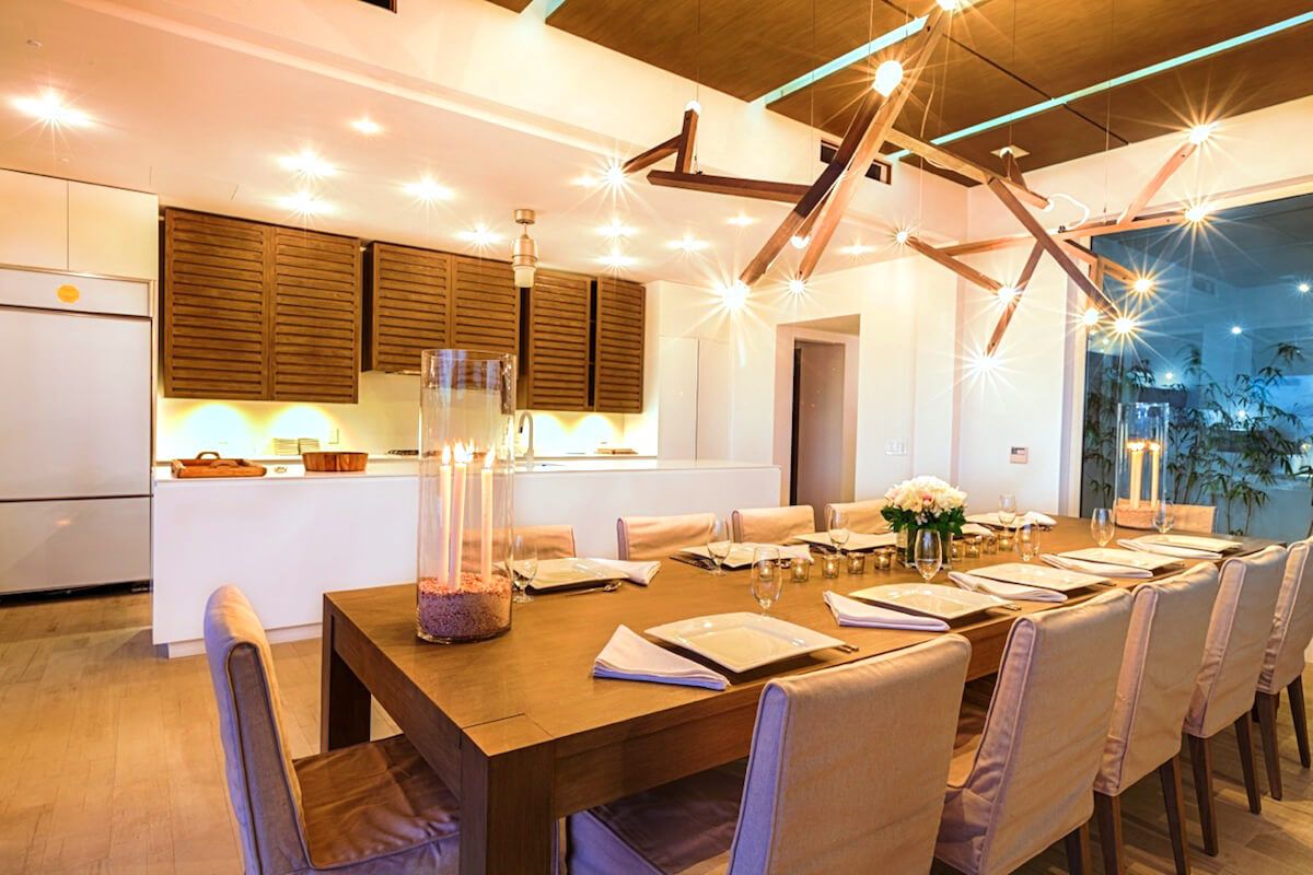 Formal dining table seats twelve