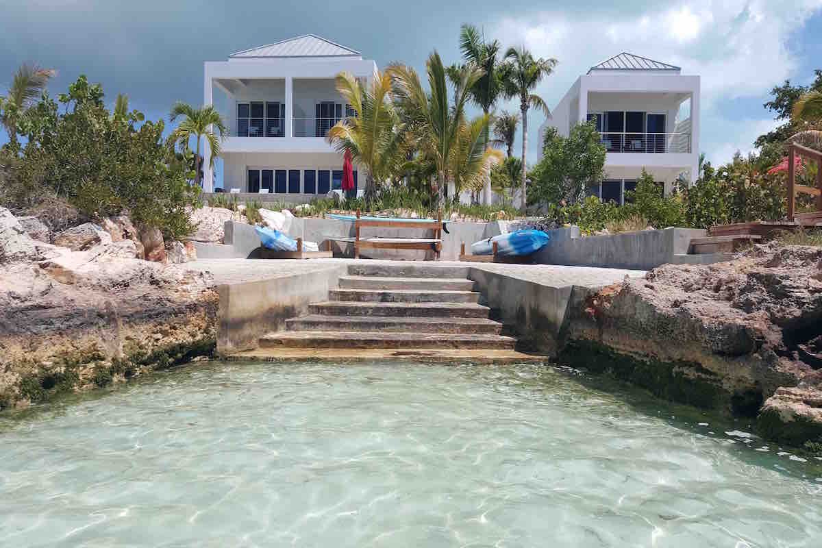 Private stairs to the water from the Miami Vice property