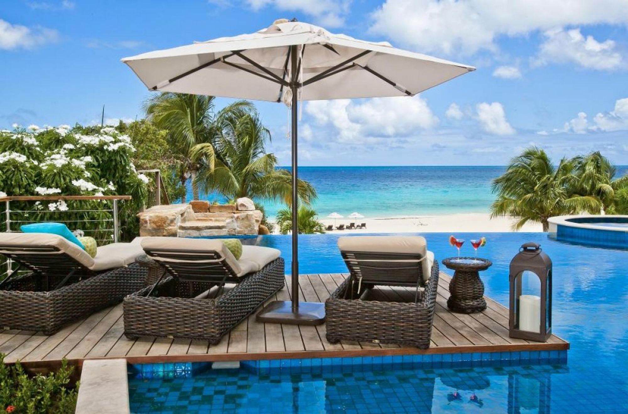 The pool area with ocean views