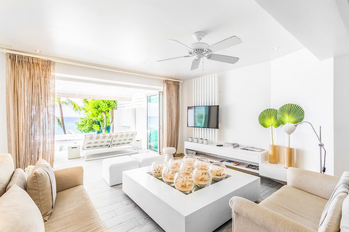 The living area opens to the patio