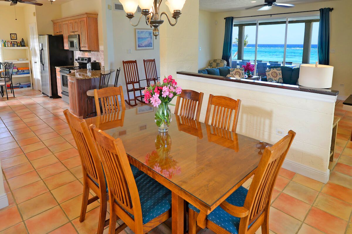 Dining table seats six