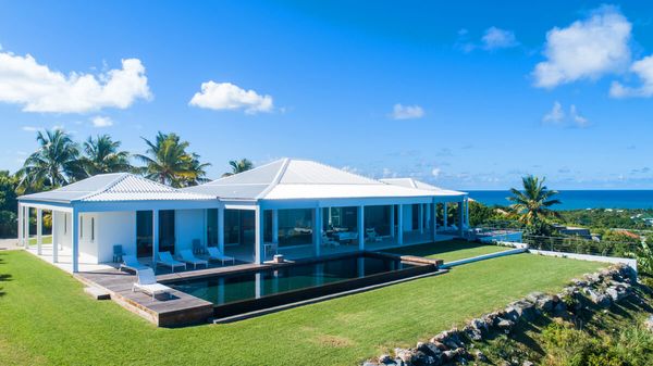 Truffle Villa is located in Terres Basses on a hillside overlooking the Caribbean 