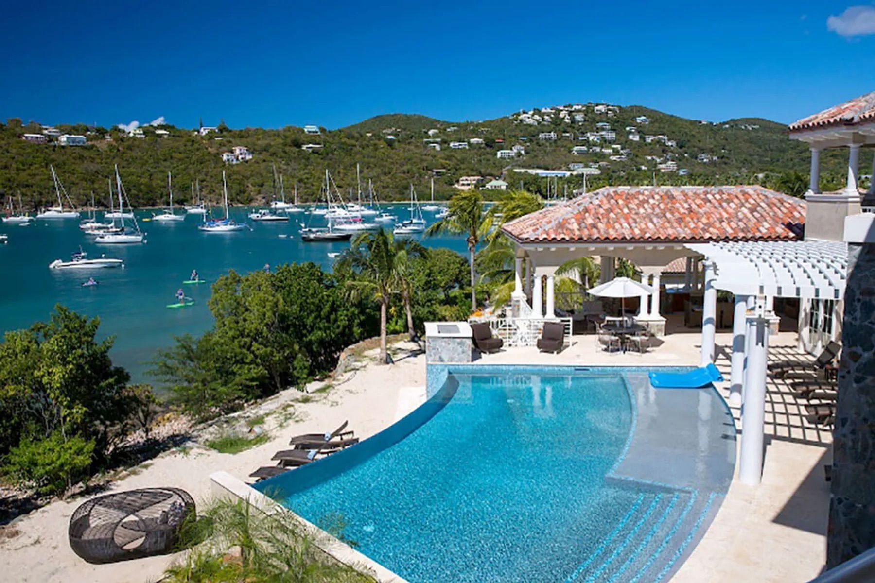 Expansive pool overlooking the Great Cruz Bay 